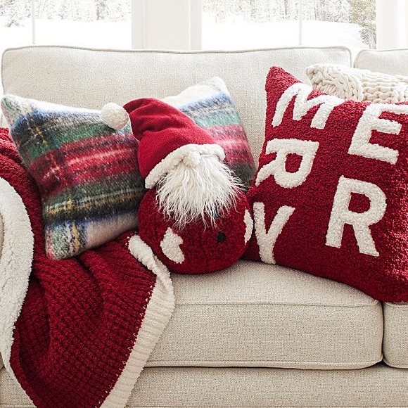 Pottery Barn Cuddly Teddy Bear Fur Bearded Jolly Santa Christmas Pillow 🎅🏻🎄 - Picture 5 of 16